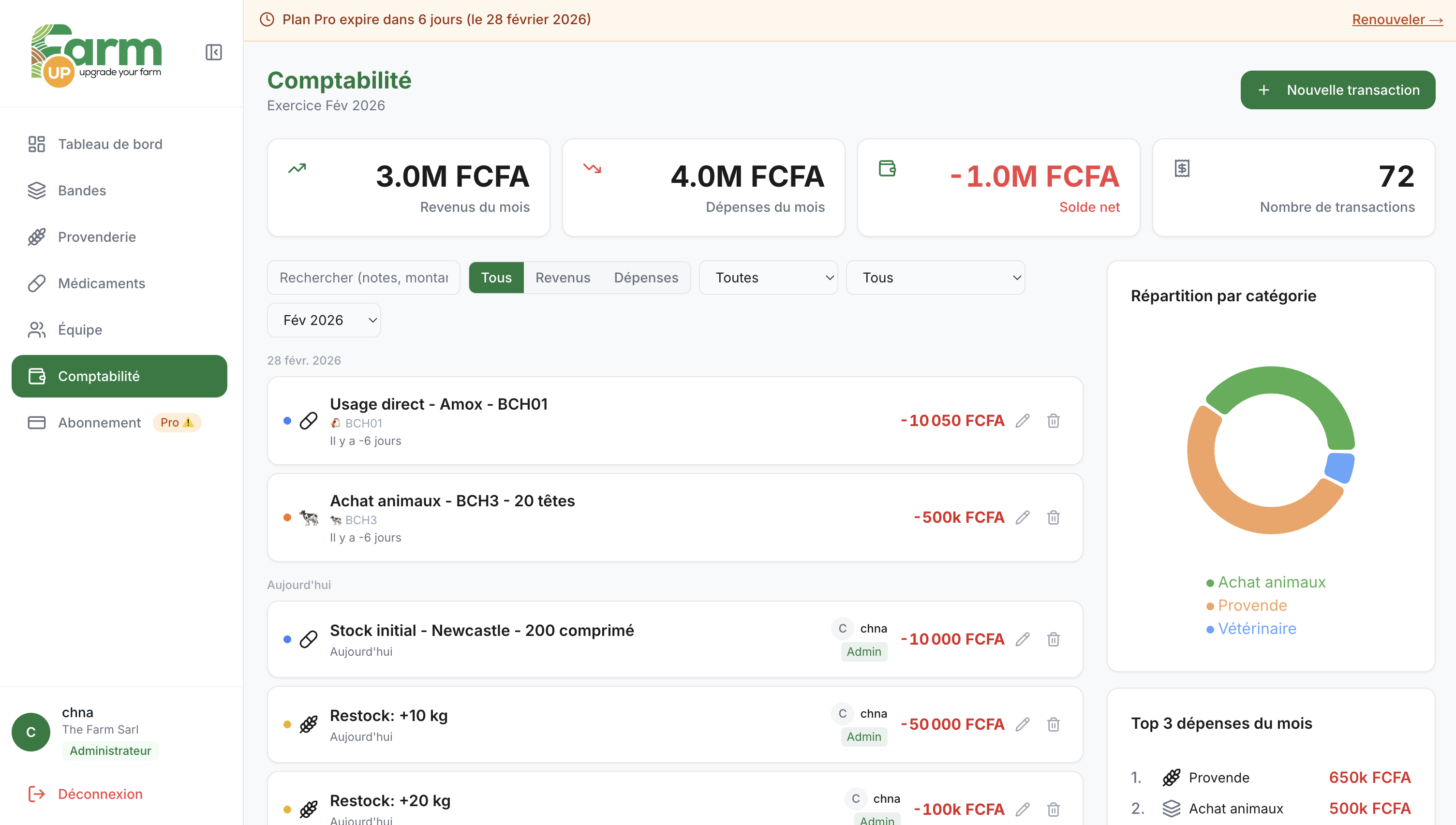 Farm accounting on FarmUp
